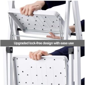 Delxo Folding 4 Step Ladder with Convenient Handgrip
